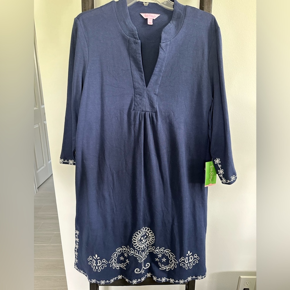 Lilly Pulitzer navy blue embroidered dress